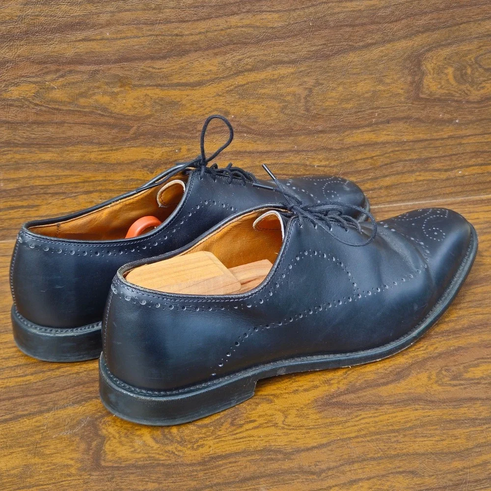 ALLEN EDMONDS Fairfax Mens 11.5 D Black Leather Medallion Wholecut Oxford Shoes